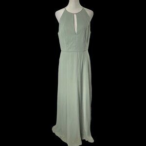Vtg AFTER SIX Women Willow Chiffon Maxi Dress Sleeveless Sz 10R Green 1-36